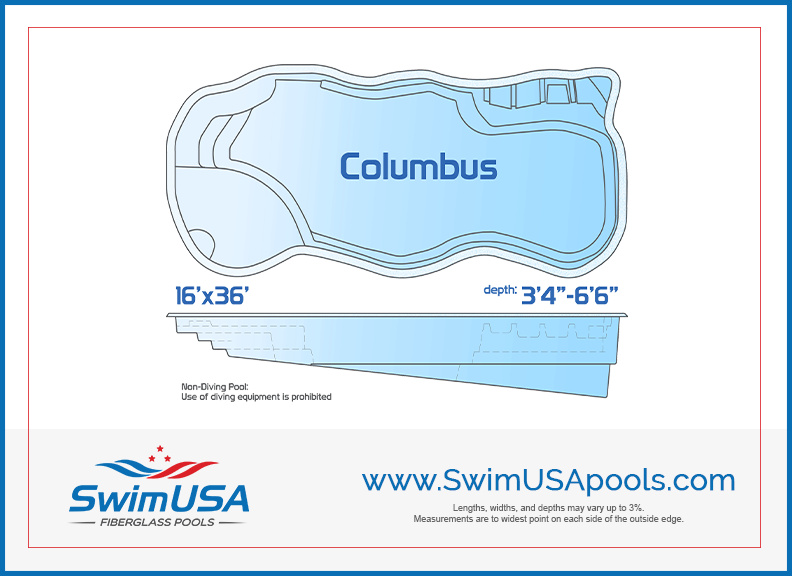 Columbus Large natural inground fiberglass pool with built-in ledge and bucket seats