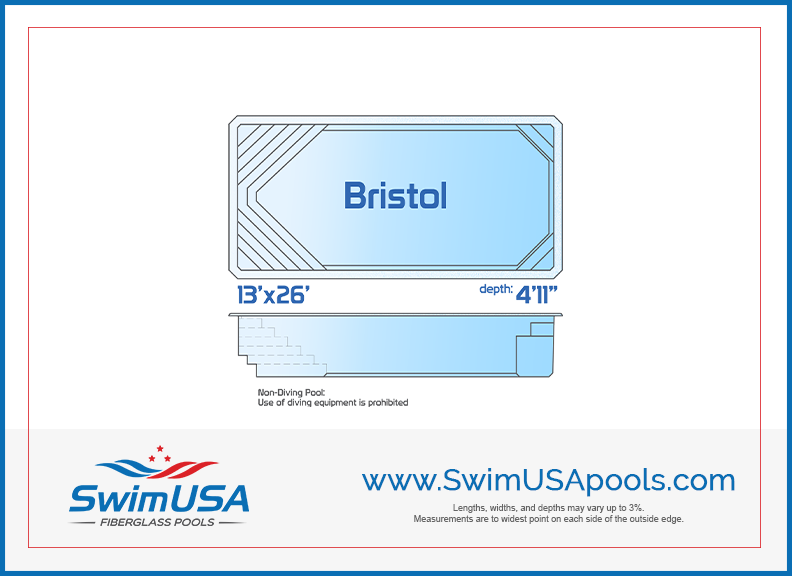 Bristol small rectangle inground fiberglass pool
