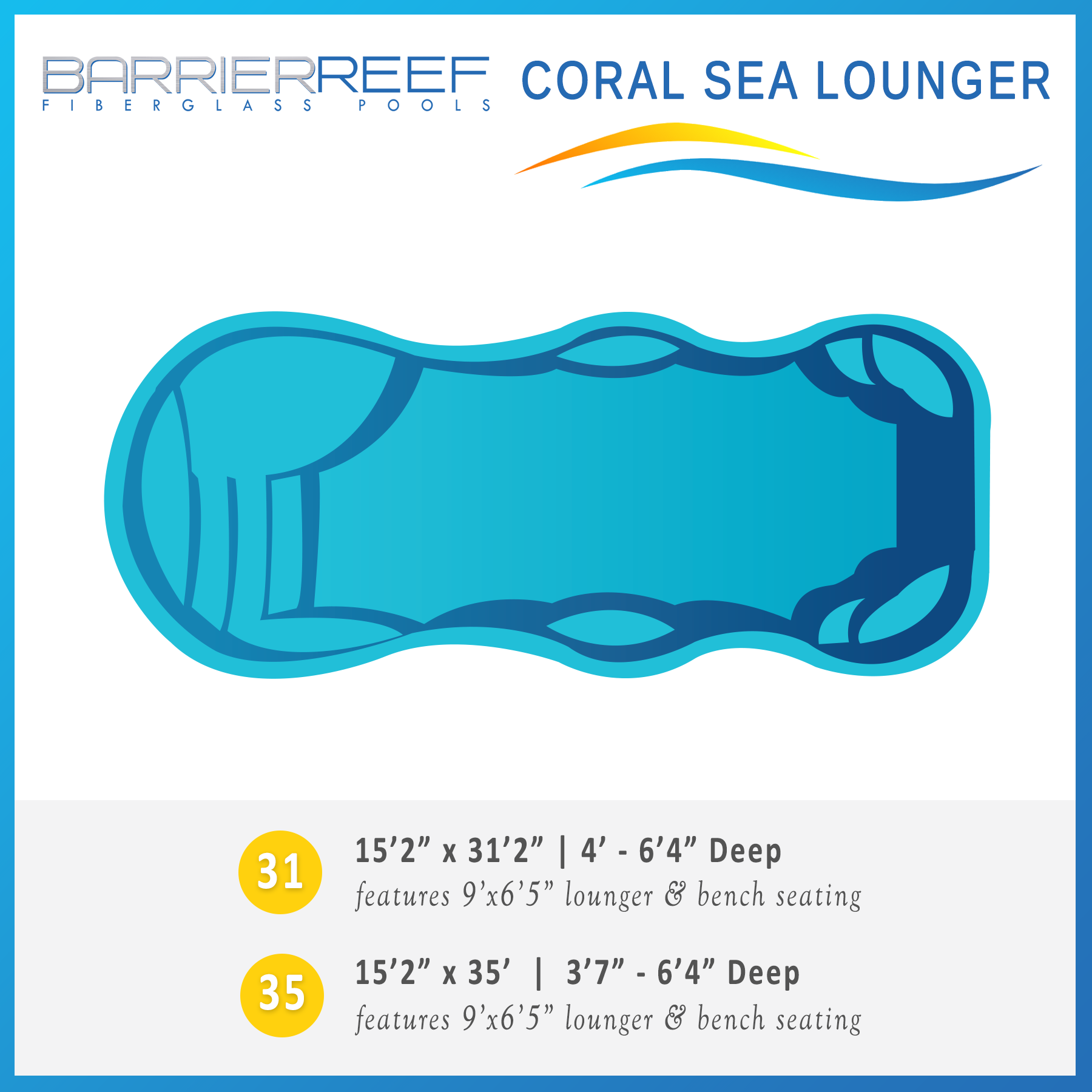 Coral Sea Lounger Barrier Reef Fiberglass Pool