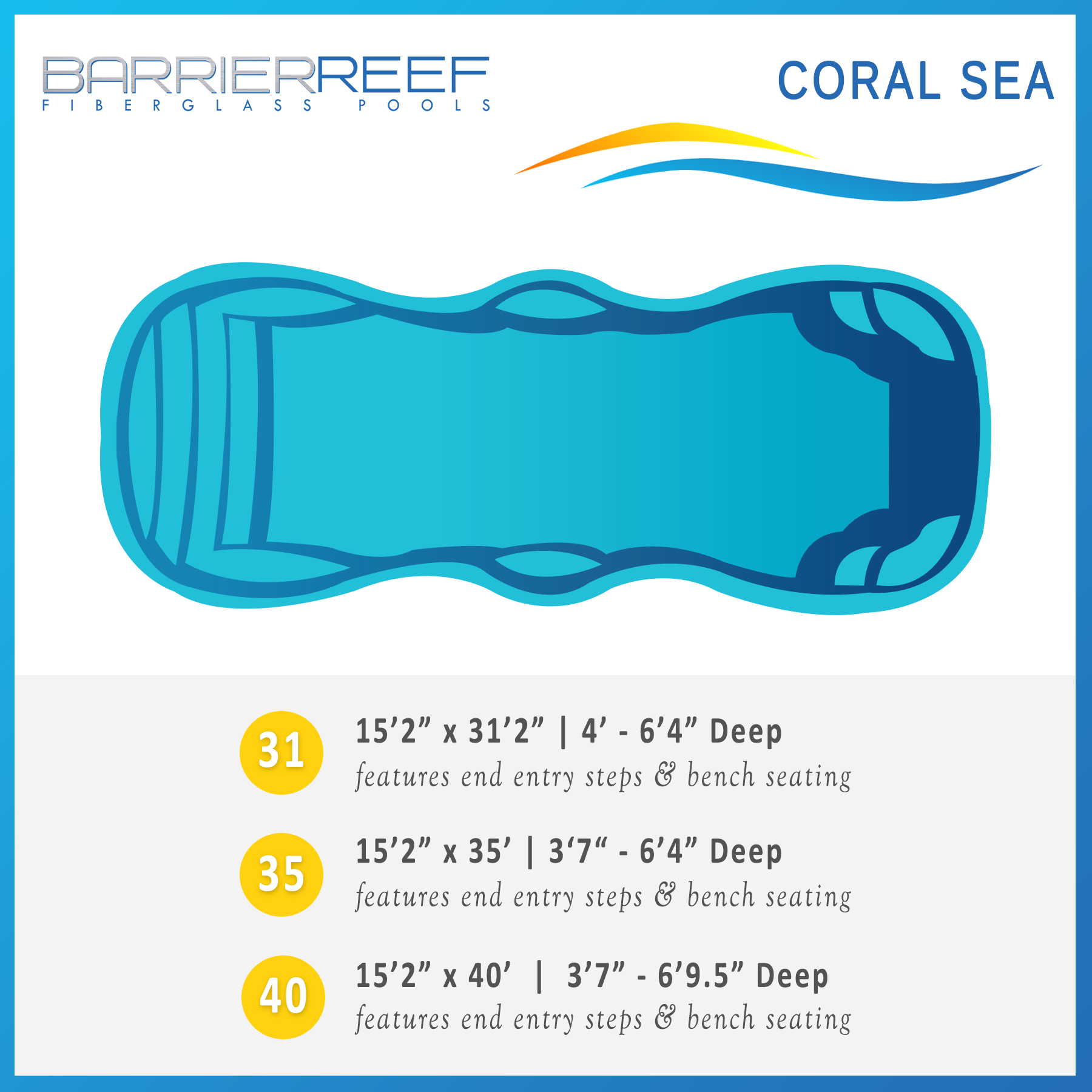 Coral Sea Barrier Reef Fiberglass Pool